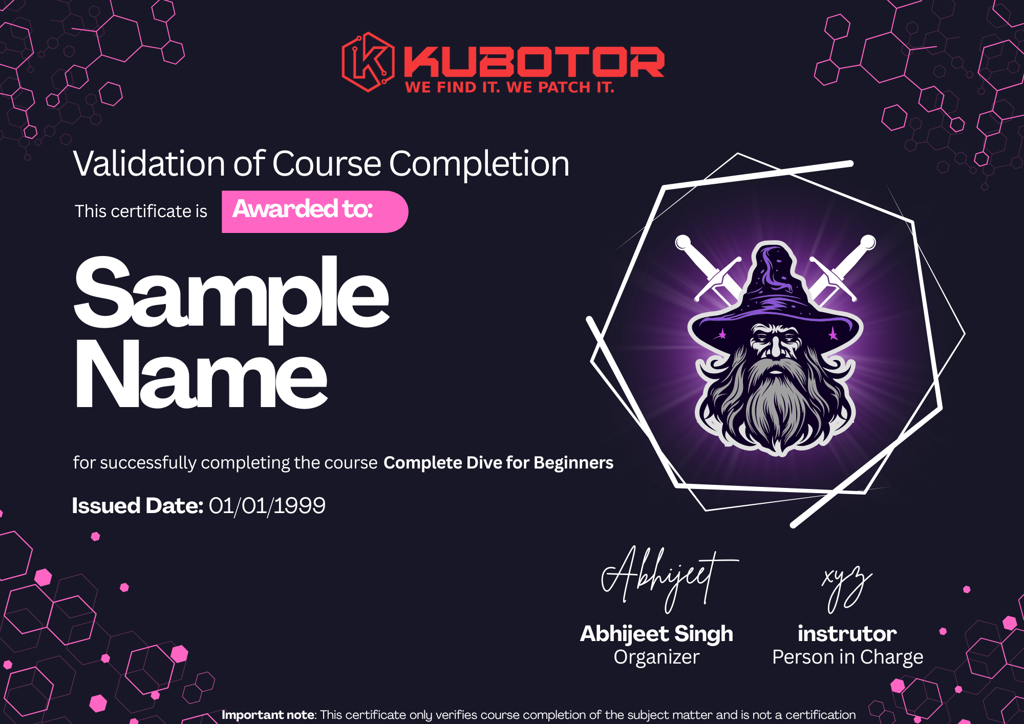 Sample Certificate 1